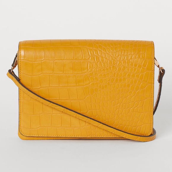 New! H&M Yellow Croc Embossed Crossbody Bag - Picture 2 of 11